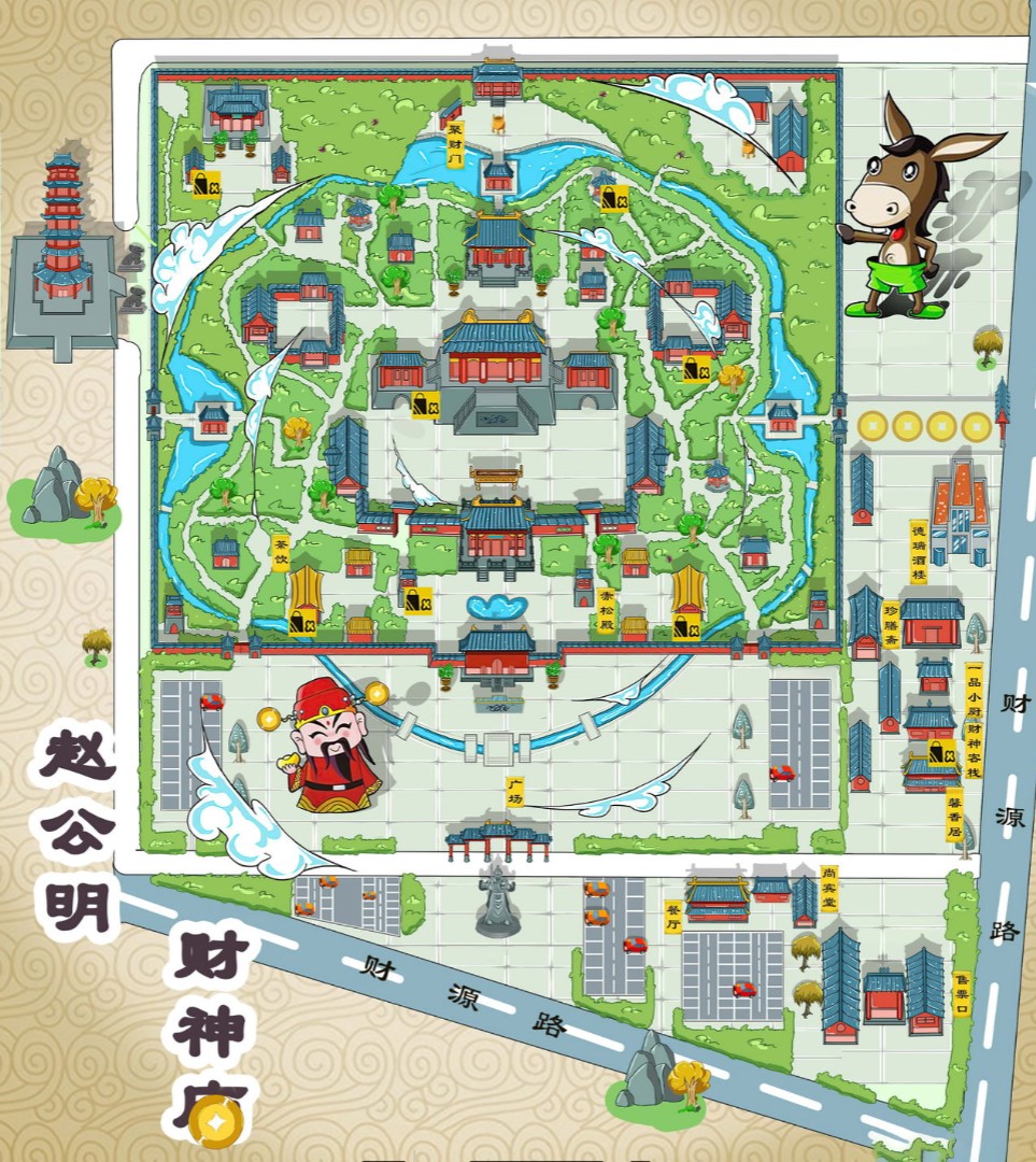 洋浦经济开发区寺庙类手绘地图